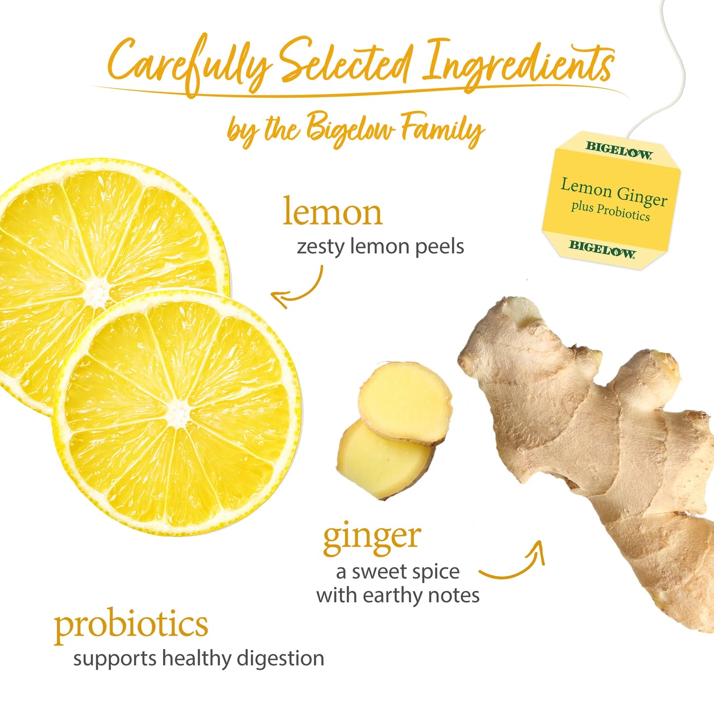 Bigelow Lemon Ginger Plus Probiotics Herbal Tea