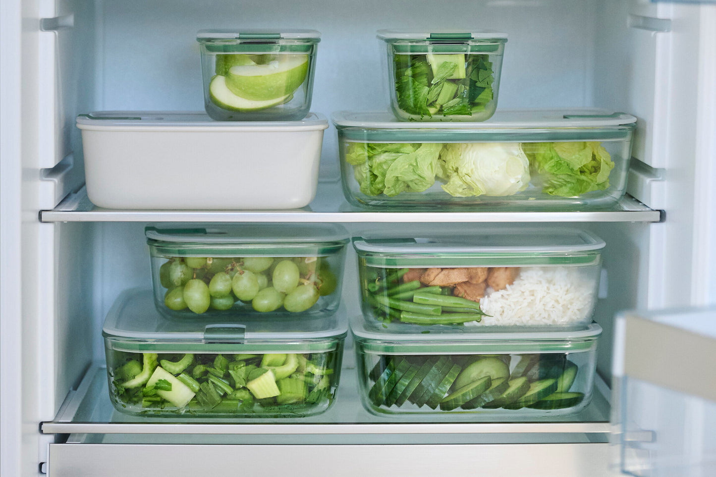 Mepal EasyClip Glass Food Box 1.0L Nordic Sage