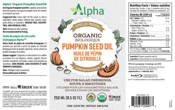 Alpha Organic Organic Pumpkin Seed Oil