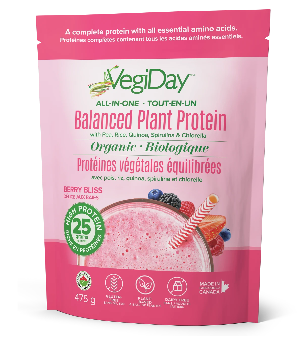 VegiDay All-in-one Balanced Plant Protein, Berry Bliss 475g