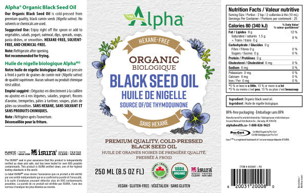 Alpha Organic Black Seed Oil