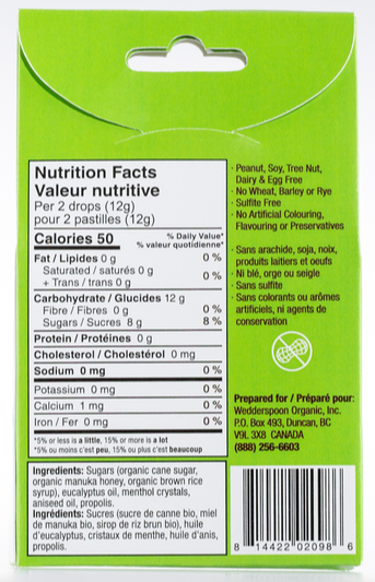 Manuka Honey Drops - Eucalyptus with Bee Propolis