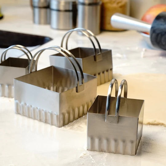 Biscuit Cutters Square Rippled Set Of 4