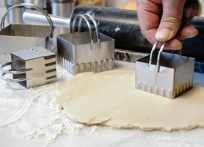 Biscuit Cutters Square Rippled Set Of 4