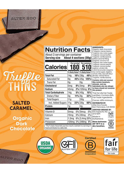 Alter Eco Truffle Thins Salted Caramel Dark Chocolate Organic FT