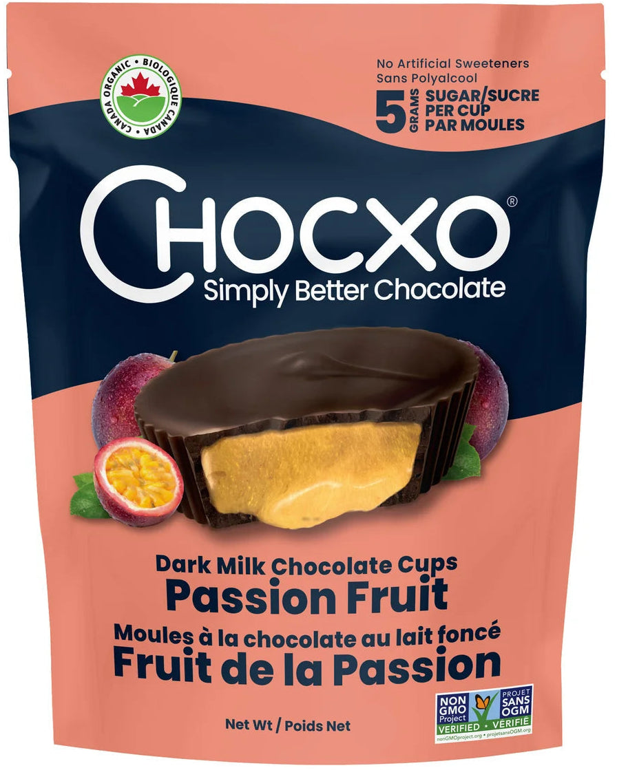 Chocxo Dark Milk Chocolate Passion Fruit Cups (Org) - LE