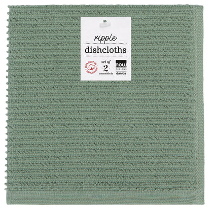 Dishcloth Ripple Elm Green 2-pk