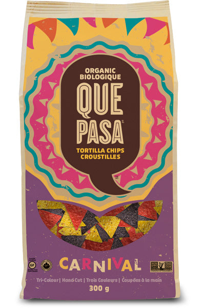 Que Pasa Carnival Tri-Colour Tortilla Chips, Organic
