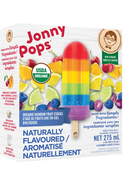 Jonny Pops Popsicles Rainbow Fruit Stacks, Organic *FROZEN*