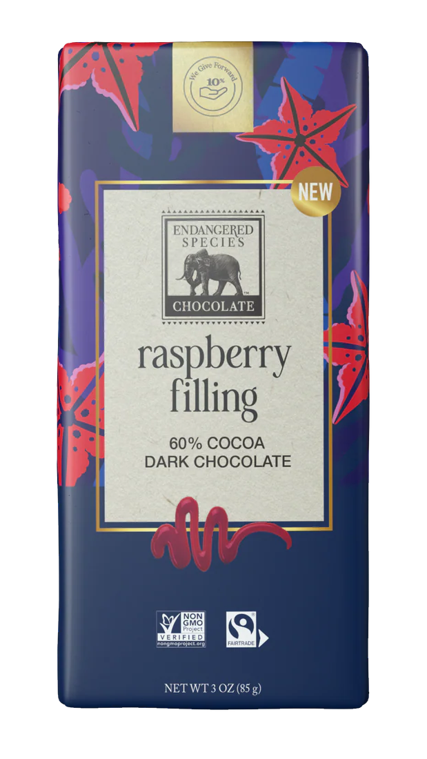 Endangered Species Raspberry Filling Dark Chocolate Bar (FT)