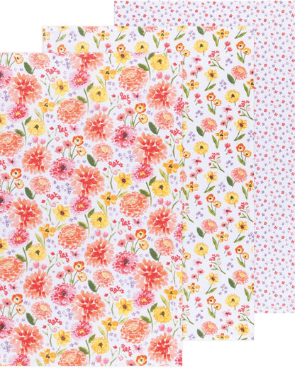 Dishtowel Set Floursack Cottage Floral, 3-pk