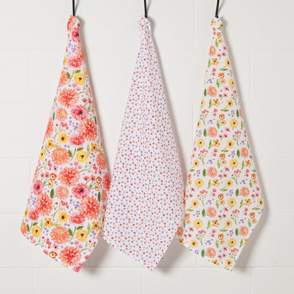 Dishtowel Set Floursack Cottage Floral, 3-pk