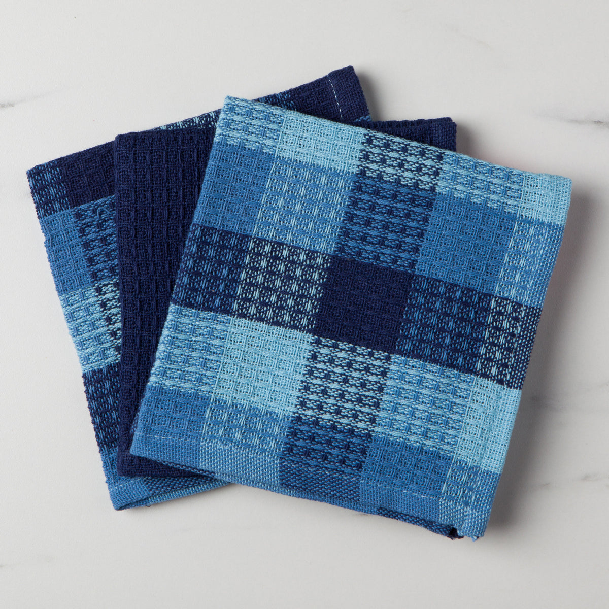 Dishcloth Set Check It Indigo 3-pk