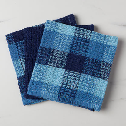 Dishcloth Set Check It Indigo 3-pk