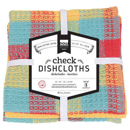 Dishcloth Set Check It Lemon Yellow 3-pk