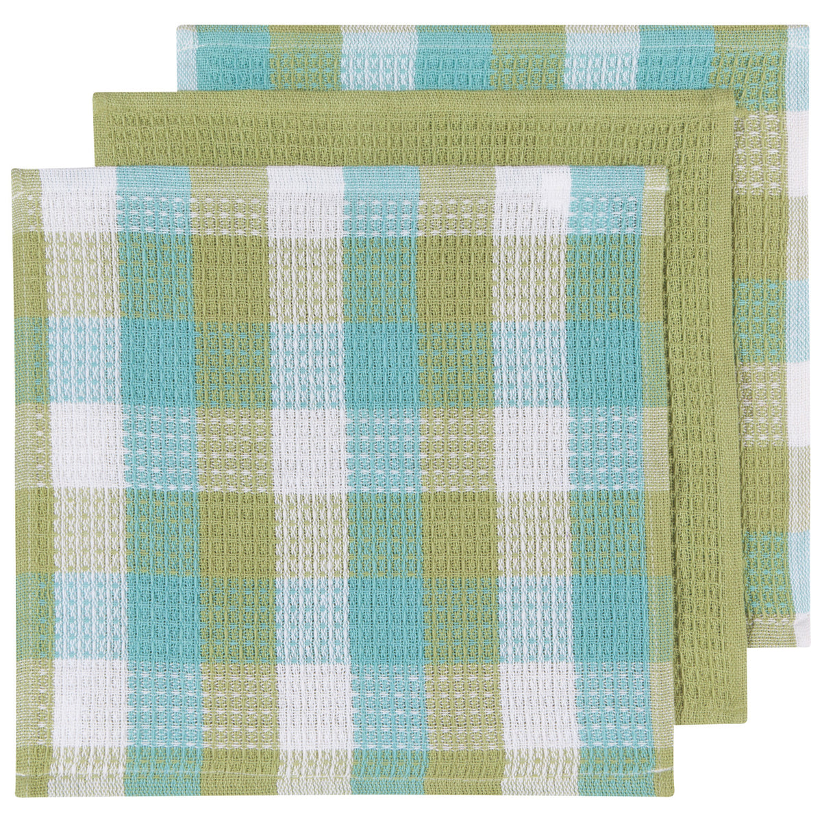Dishcloth Set Check It Leaf Green 3-pk