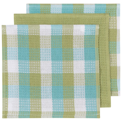 Dishcloth Set Check It Leaf Green 3-pk