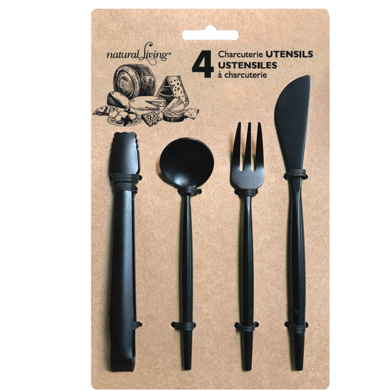 Charcuterie Utensils Set of 4, Black