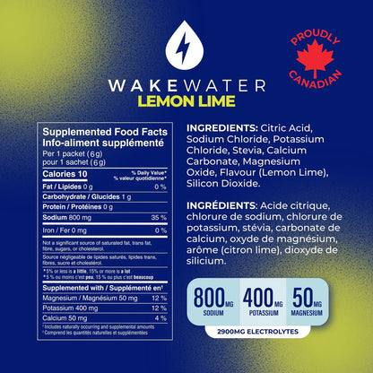 Wake Water Electrolyte Drink Mix, Lemon Lime