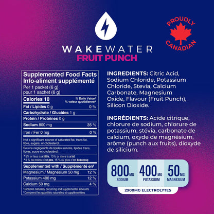 Wake Water Electrolyte Drink Mix, Fruit Punch