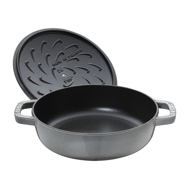 Staub Cast Iron Saute Pan Chistera, Graphite Grey