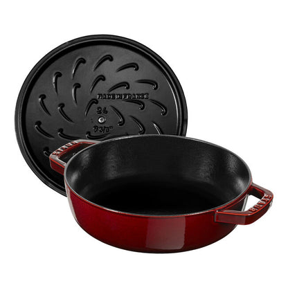 Staub Cast Iron Saute Pan Chistera, Grenadine Red