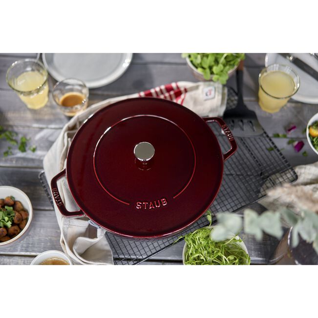 Staub Cast Iron Saute Pan Chistera, Grenadine Red