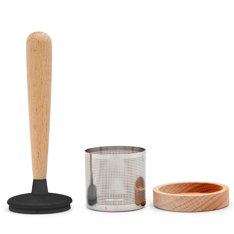 Tea Infuser, with Wood Handle & Stand