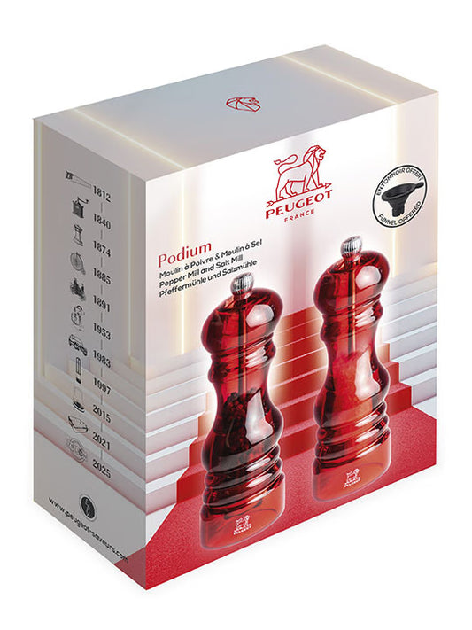 Peugeot Podium Manual Mill Set 7", Red Acrylic