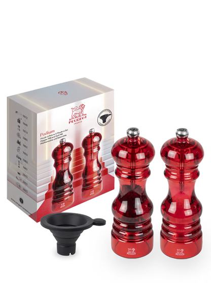 Peugeot Podium Manual Mill Set 7", Red Acrylic