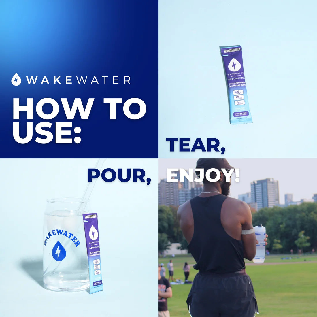 Wake Water Electrolyte Drink Mix, Blue Raspberry