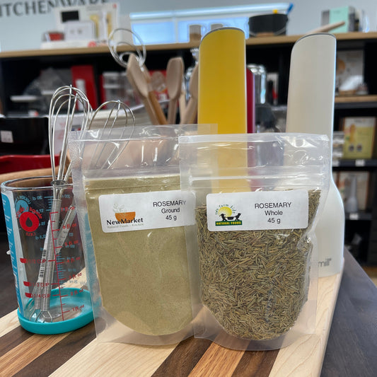 Packaged Rosemary in resealable bags in whole and ground. 45g