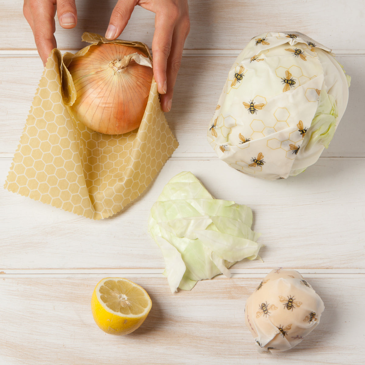 Beeswax Food Wrap, Set of 3, Bees