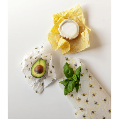 Beeswax Food Wrap, Set of 3, Bees