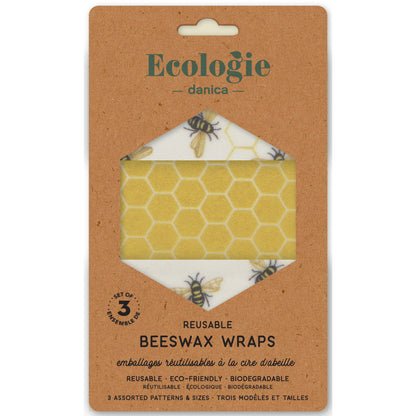Beeswax Food Wrap, Set of 3, Bees