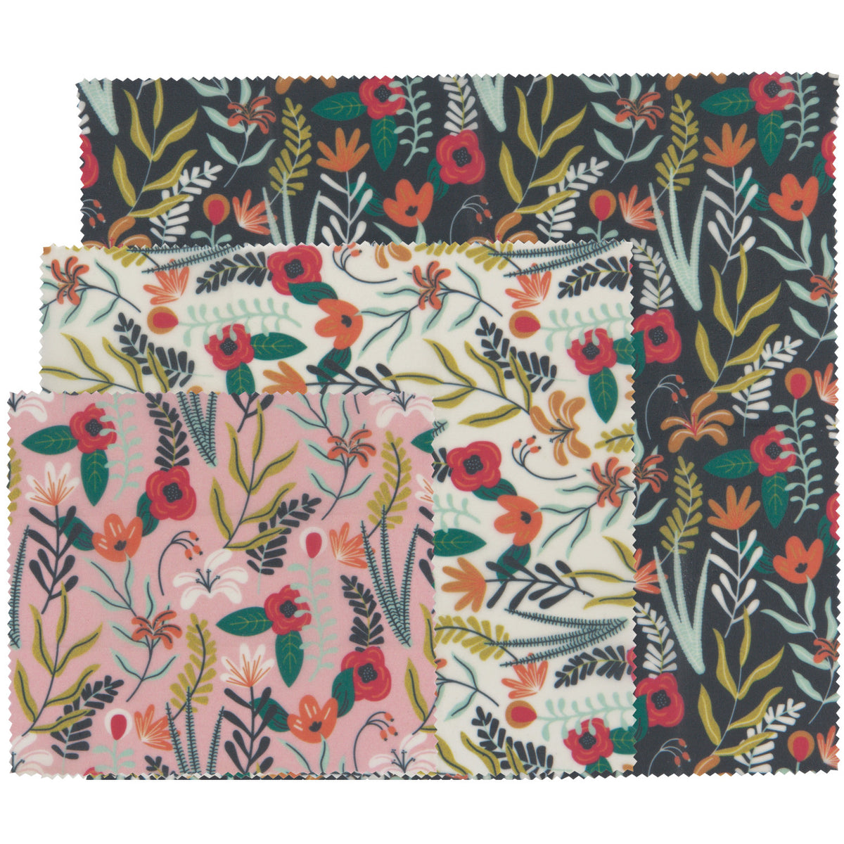 Beeswax Food Wrap, Set of 3, Floral