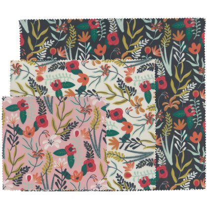 Beeswax Food Wrap, Set of 3, Floral