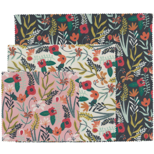 Beeswax Food Wrap, Set of 3, Floral