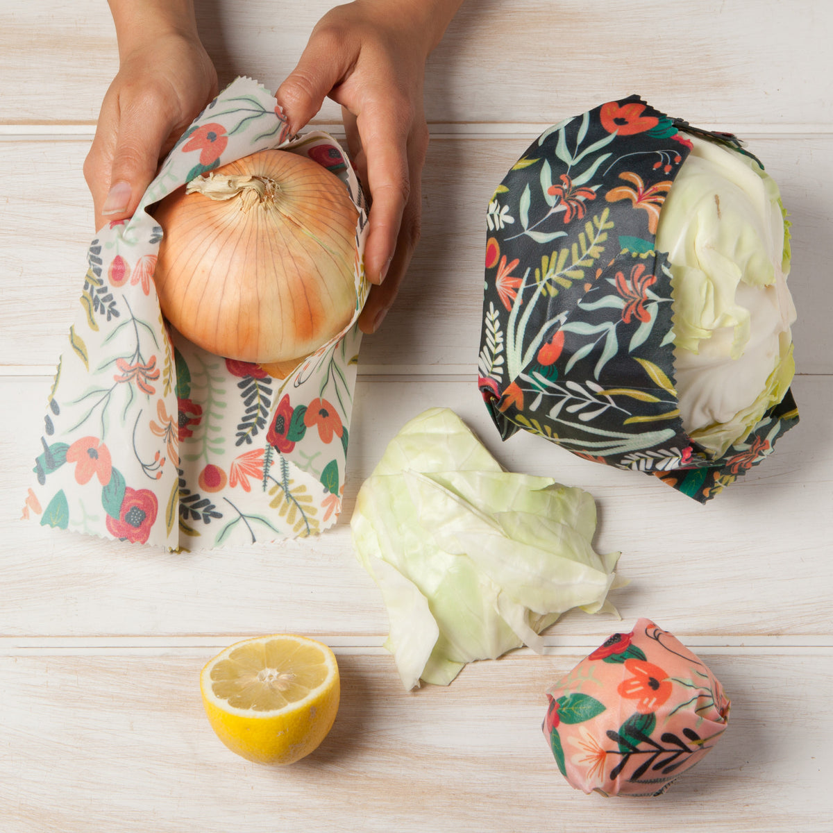 Beeswax Food Wrap, Set of 3, Floral