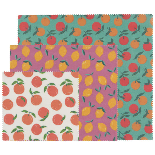 Beeswax Food Wrap, Set of 3, Citrus