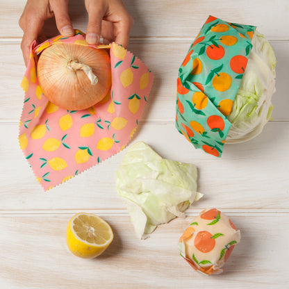 Beeswax Food Wrap, Set of 3, Citrus