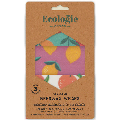 Beeswax Food Wrap, Set of 3, Citrus