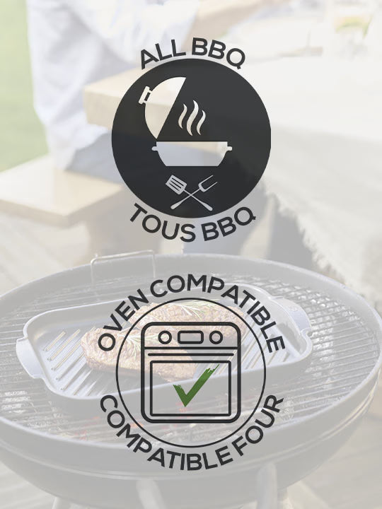 Peugeot Grill to Table Rectangular Ceramic Grill Dish, 15" Black