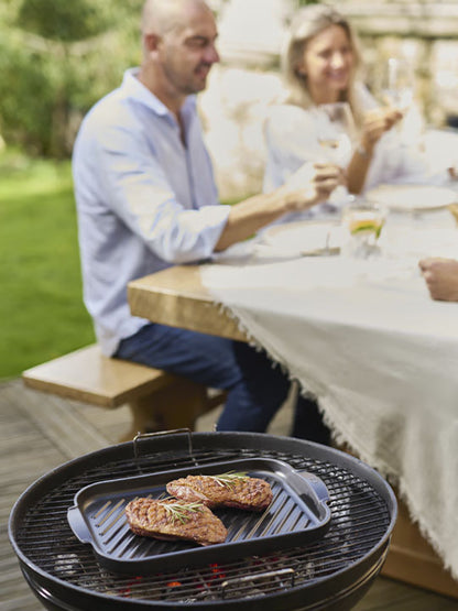 Peugeot Grill to Table Rectangular Ceramic Grill Dish, 15" Black