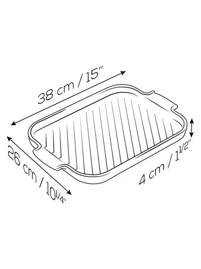 Peugeot Grill to Table Rectangular Ceramic Grill Dish, 15" Black