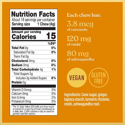 Chimes Tranquil Turmeric Adaptogen Ginger Chews