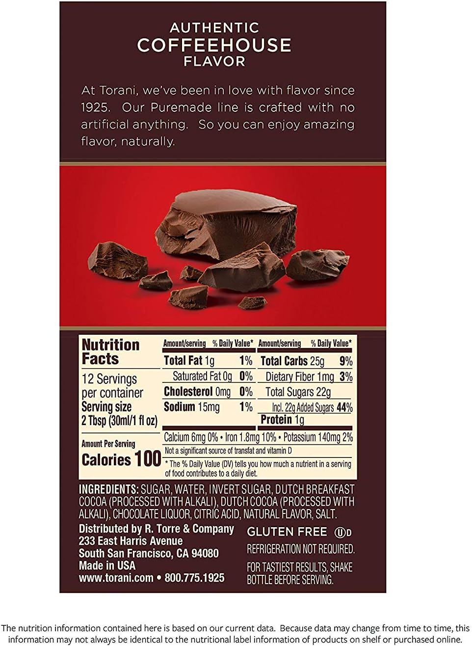 Torani Dark Chocolate Sauce