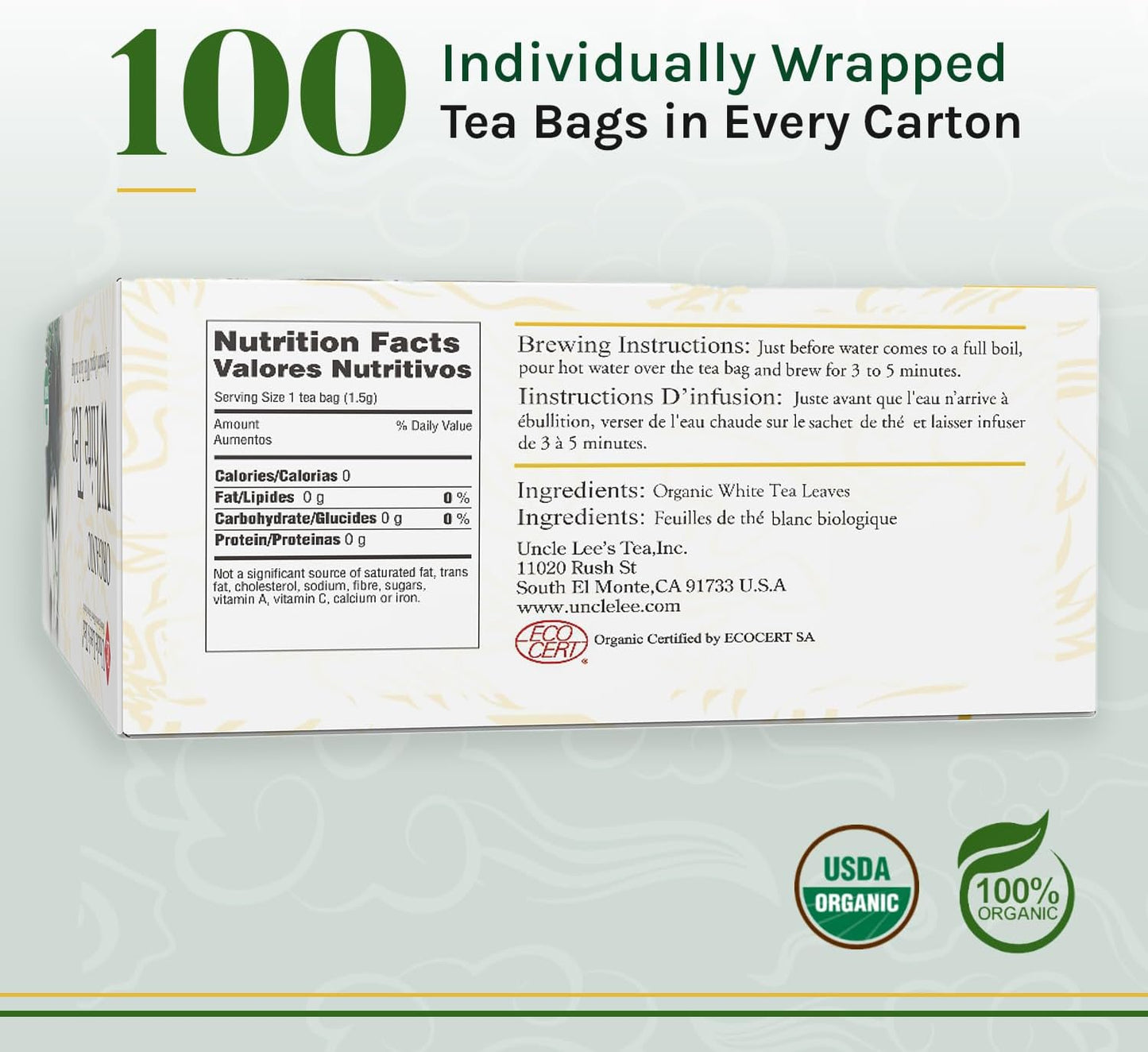 Uncle Lee's White Tea, Organic