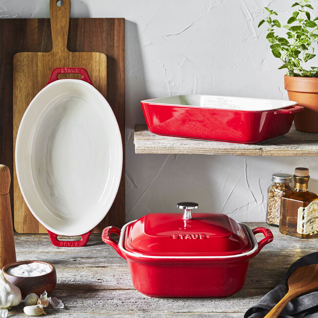 Staub Mixed Baking Dish Set, Cherry Red