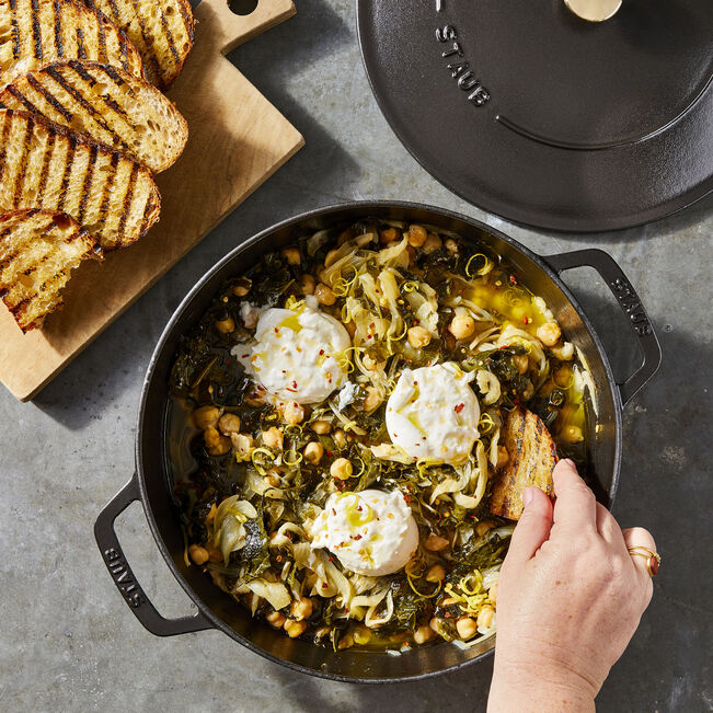 Staub Cast Iron Saute Pan Chistera, Black